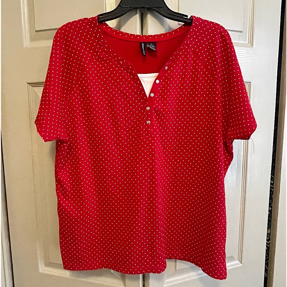 Jason Maxwell Red Tee with White Dots